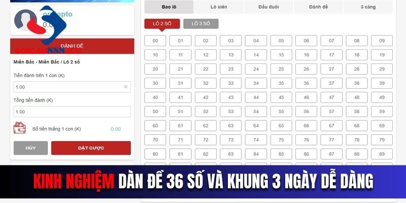 Kinh nghiệm dàn đề 36 số và khung 3 ngày dễ dàng